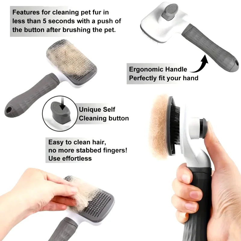 Universal Pet Detangling Brush with Electric Massager