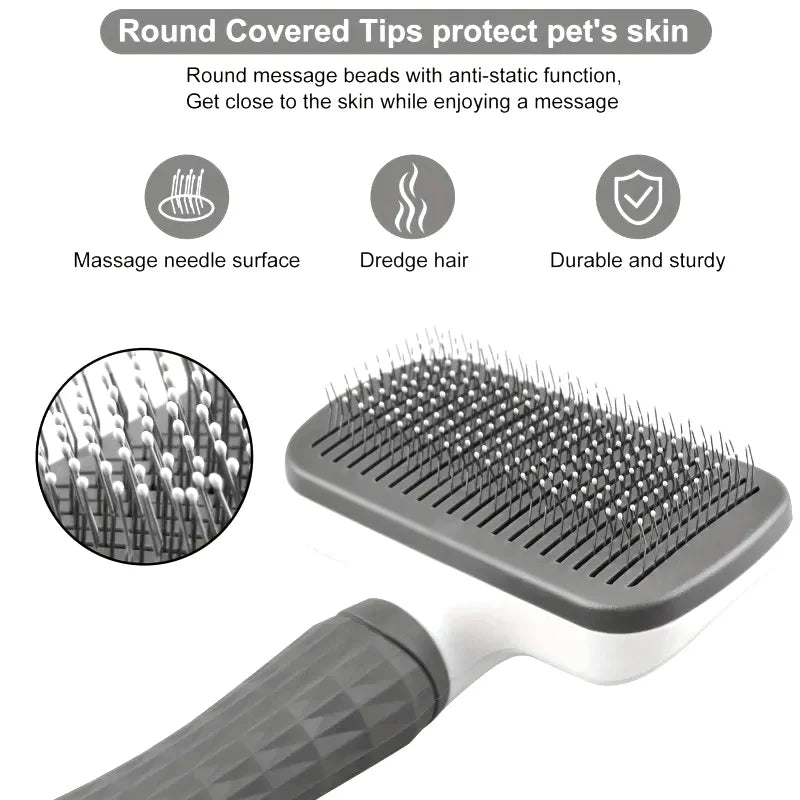 Universal Pet Detangling Brush with Electric Massager