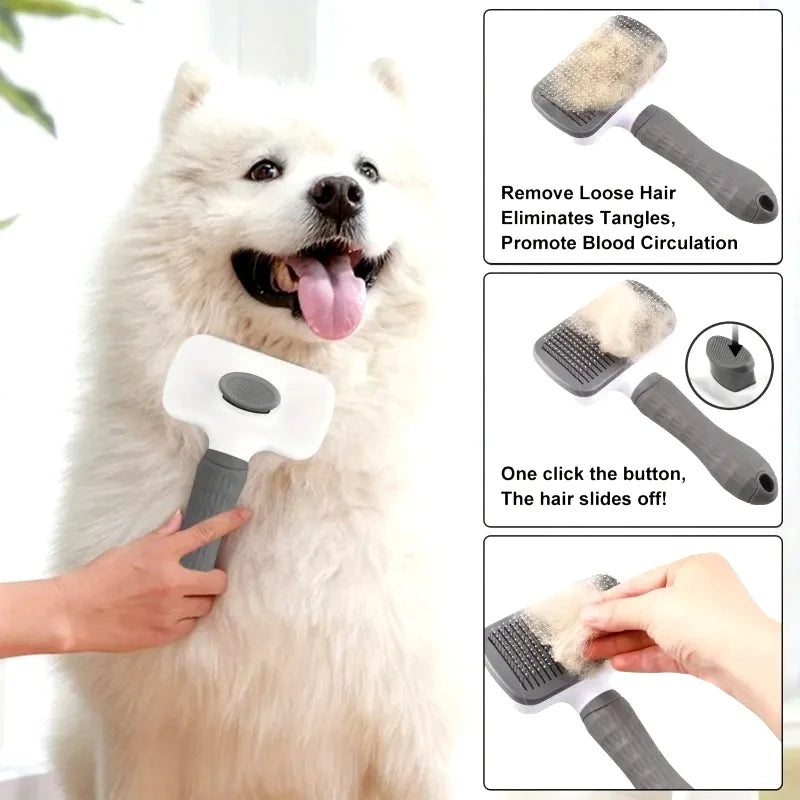Universal Pet Detangling Brush with Electric Massager